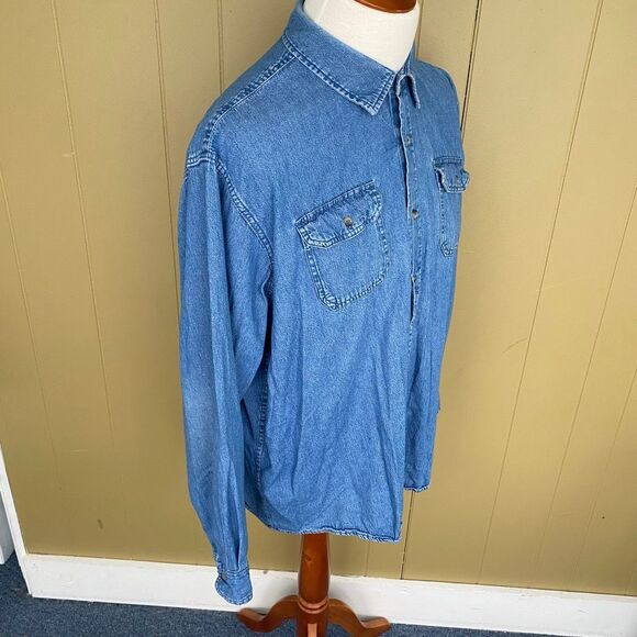 Wrangler men 2XL 100% cotton longsleeve button down collared denim shirt - Picture 3 of 9